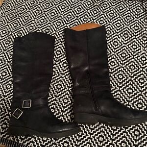 Black leather lucky boots